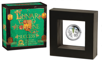 Tuvalu 2013 $1 ANDA Perth Lunar Good Fortune Success 1oz Silver Coloured Proof Coin