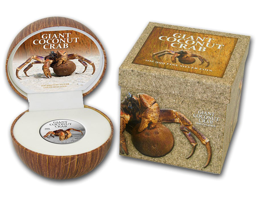 Pitcairn Island 2013 $2 Giant Coconut Crab 1oz Silver Coloured Proof Coin