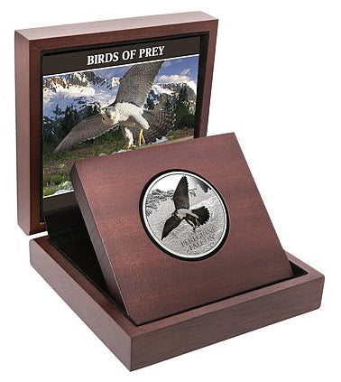 Niue 2013 $2 Birds of Prey Peregrine Falcon 1oz Silver Coloured Proof Coin