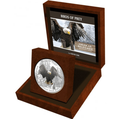 Niue 2013 $2 Birds of Prey American Bald Eagle 1oz Silver Coloured Proof Coin
