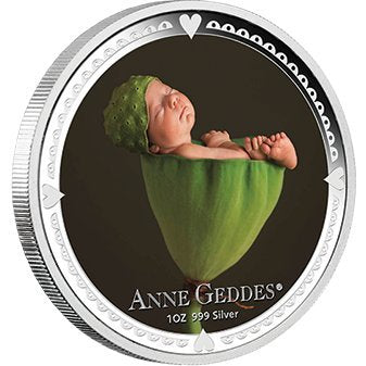Niue 2012 $2 Anne Geddes 1oz Silver Coloured Proof Coin with Rattle