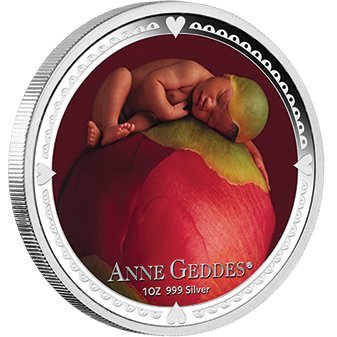 Niue 2012 $2 Anne Geddes 1oz Silver Coloured Proof Coin with Bracelet