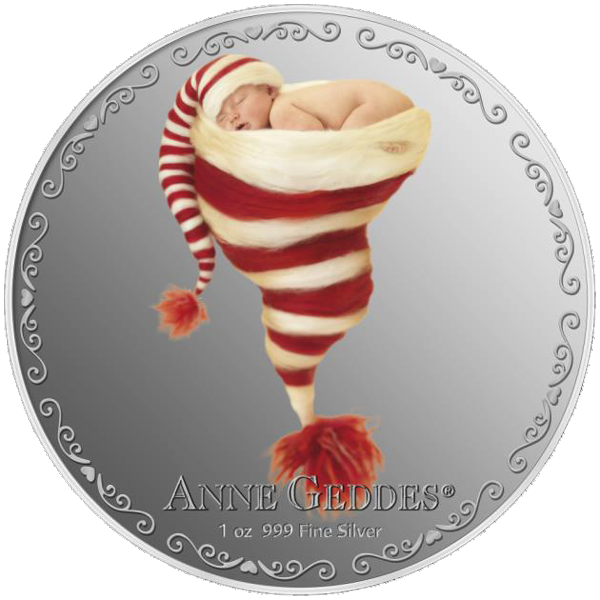 Niue 2014 $2 Anne Geddes Heartfelt 1oz Silver Coloured Proof Coin