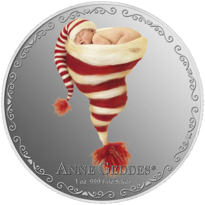 Niue 2014 $2 Anne Geddes Heartfelt 1oz Silver Coloured Proof Coin