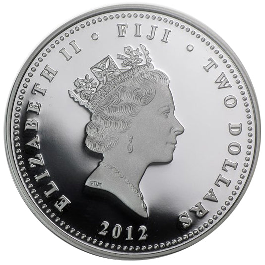 Fiji 2012 $2 Muhammad Ali 70th Anniversary 1oz Silver Coloured Proof Coin with Box Glove