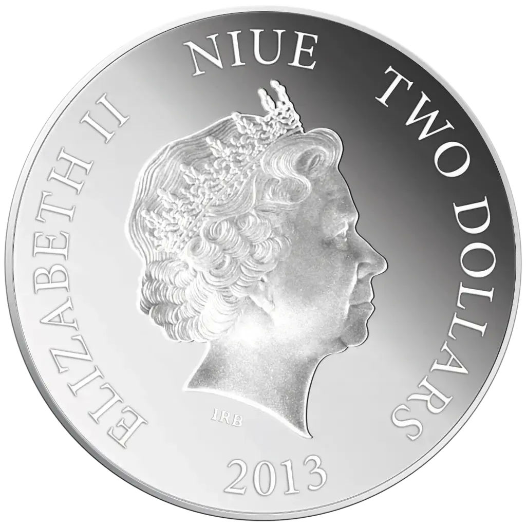 Niue 2013 $2 Endangered Species Venerable Collared Lizard 1oz Silver Coloured Proof Coin