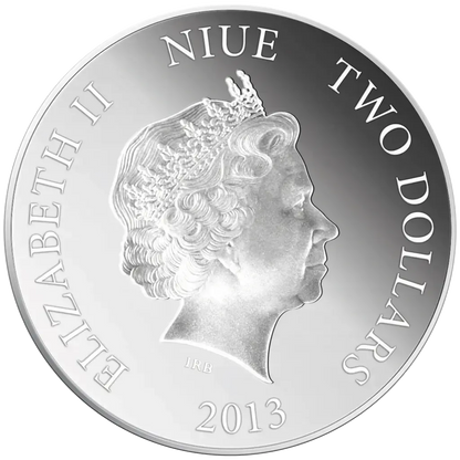 Niue 2013 $2 Endangered Species Venerable Collared Lizard 1oz Silver Coloured Proof Coin