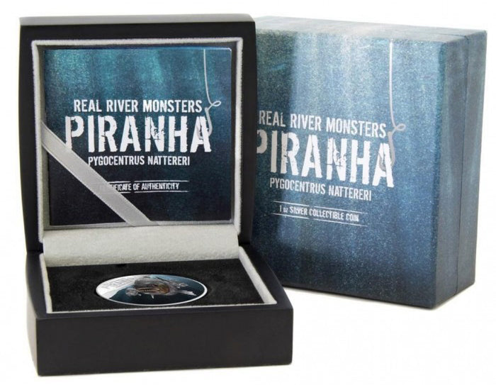 Niue 2013 $2 Real River Monsters Piranha 1oz Silver Coloured Proof Coin