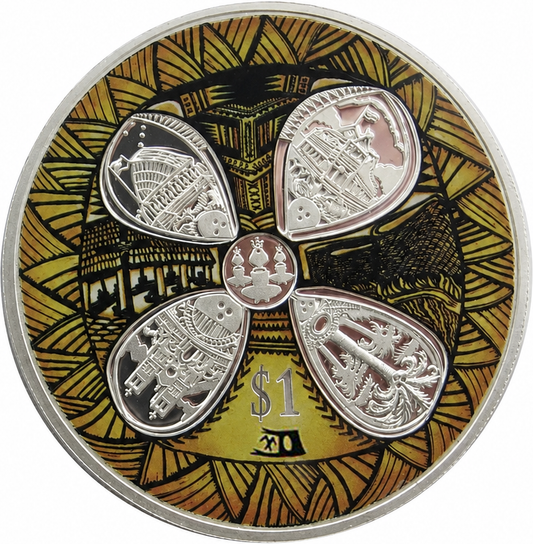 NZ 2012 $1 50 Years of Friendship New Zealand & Samoa 1oz Silver Coloured Proof Coin