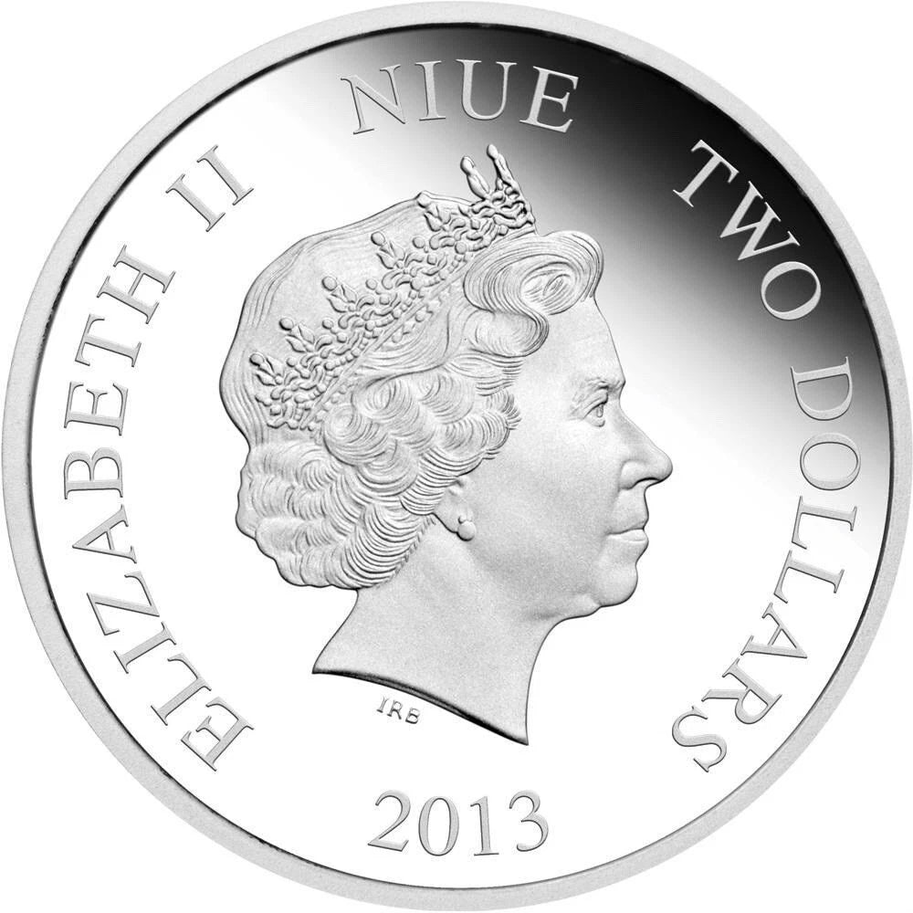 NZ 2013 $2 Doctor Who 50th Anniversary 1oz Silver Coloured Proof Coin with TARDIS
