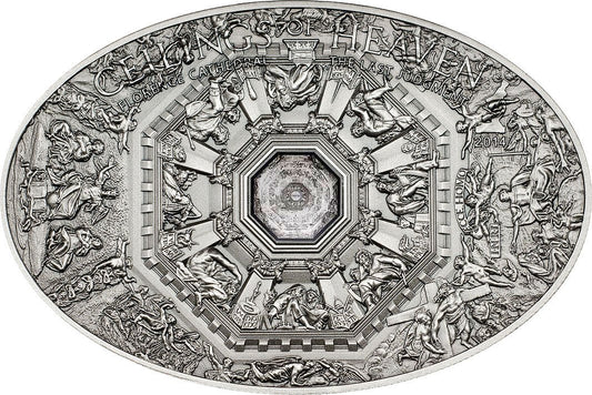 Cook Islands 2014 $5 Ceilings of Heaven Florence Cathedral with Nano Chip Silver Antiqued Coin