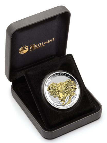 2014 $1 Australian Koala 1oz Silver Gilded Coin