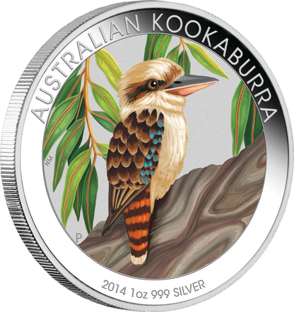 2014 $1 ANDA Melbourne Australian Kookaburra 1oz Silver Coloured Proof Coin