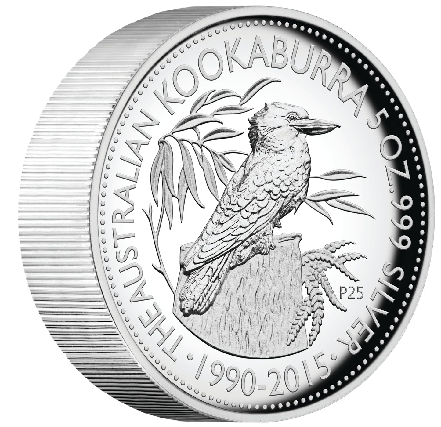 2015 $8 25th Anniversary Australian Kookaburra 5oz Silver High Relief Proof Coin