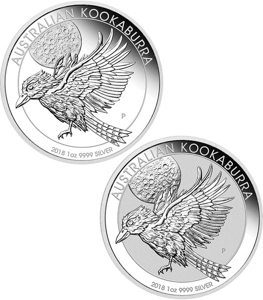 2018 $1 Australian Kookaburra 1oz Silver 2 Coin Set