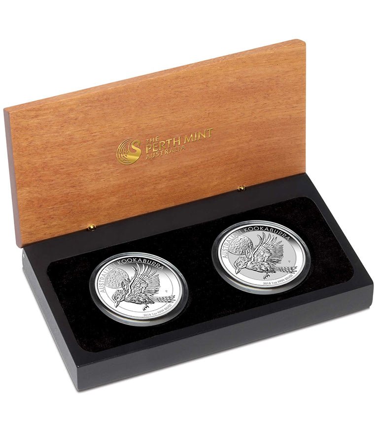 2018 $1 Australian Kookaburra 1oz Silver 2 Coin Set