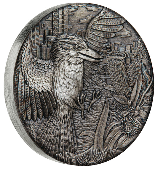 2018 $2 Australian Kookaburra 2oz Silver Antiqued Coin