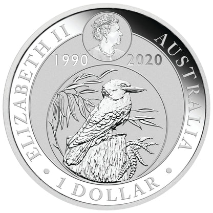 2020 $1 WMF Berlin 30th Anniversary Australian Kookaburra 1oz Silver Coloured Proof Coin