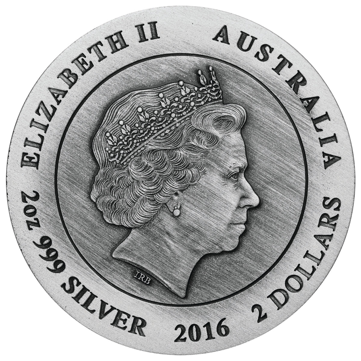 2016 $2 Australian Kangaroo 2oz Silver Antiqued Coin