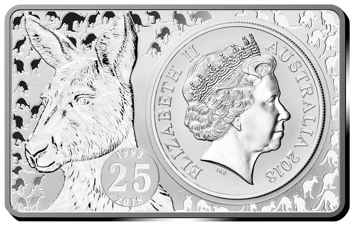 2018 25th Anniversary of The Silver Kangaroo 3oz Silver Coin & Bar Set