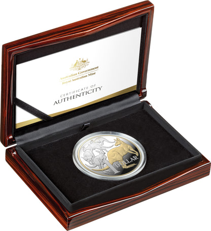 2020 $1 Icons of Australia Mob of Roos Selectively Gold Plated 5oz Silver Proof Coin