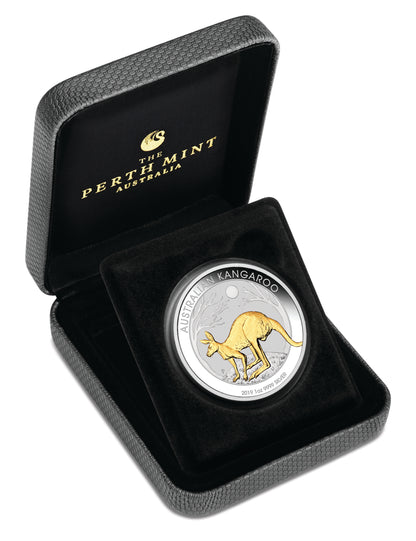 2019 $1 Australian Kangaroo 1oz Silver Gilded Coin