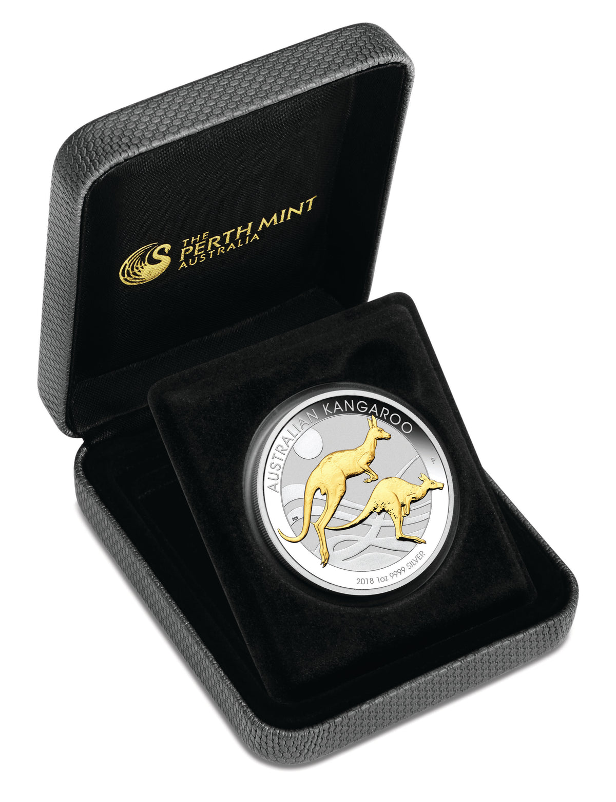 2018 $1 Australian Kangaroo 1oz Silver Gilded Coin