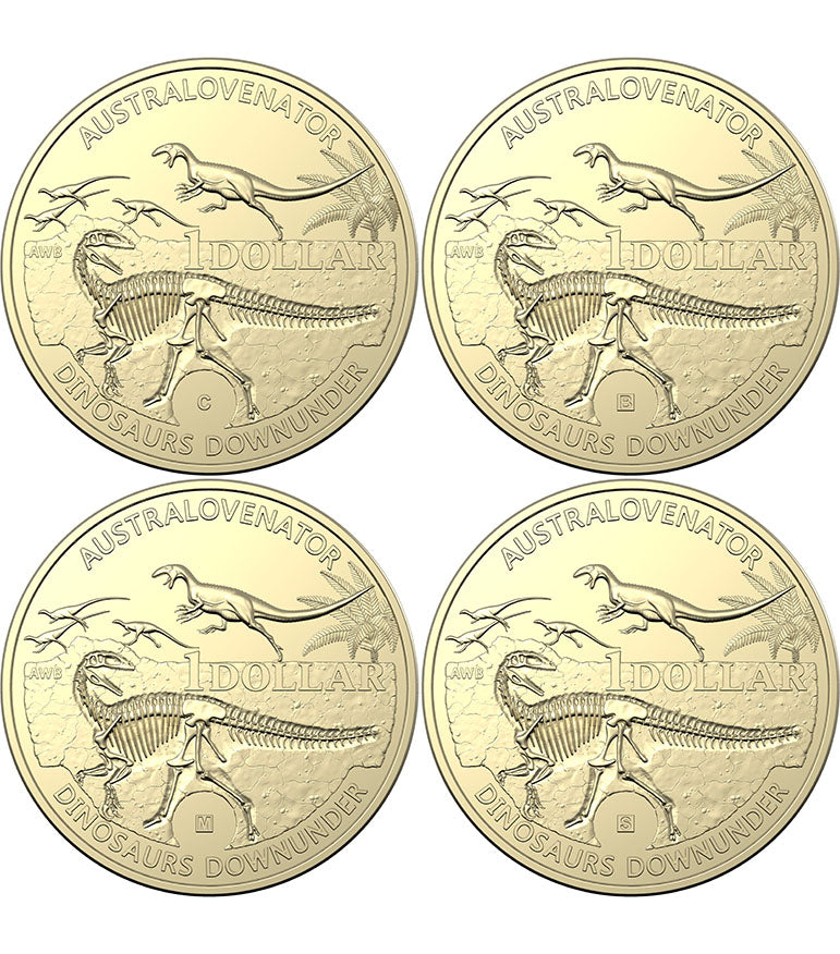 2022 $1 Dinosaurs Down Under Uncirculated 4 Coin Set