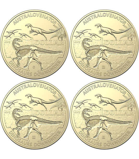 2022 $1 Dinosaurs Down Under Uncirculated 4 Coin Set