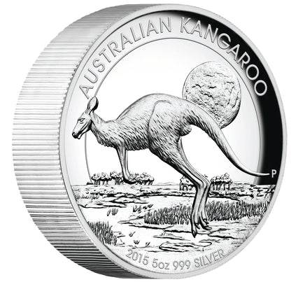 2015 $8 Australian Kangaroo 5oz Silver High Relief Proof Coin