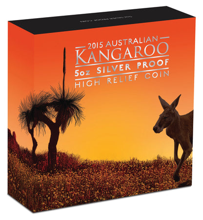 2015 $8 Australian Kangaroo 5oz Silver High Relief Proof Coin