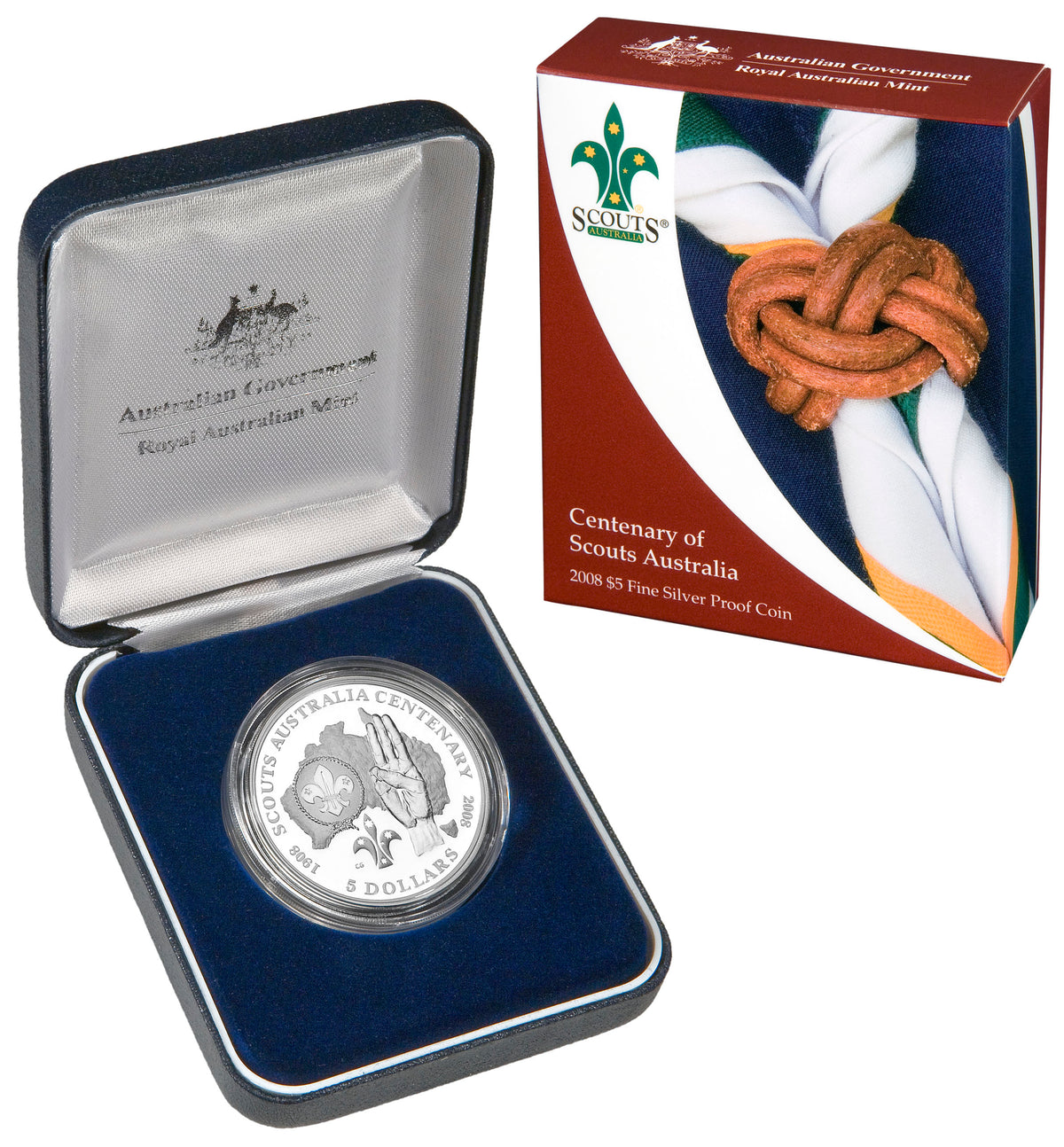 2008 $5 Centenary of Scouts Australia Silver Proof Coin