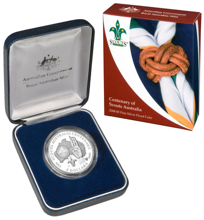 2008 $5 Centenary of Scouts Australia Silver Proof Coin