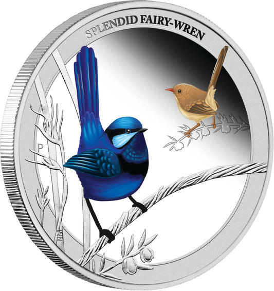 2013 50c Birds of Australia Splendid Fairy-Wren 1/2oz Silver Coloured Proof Coin
