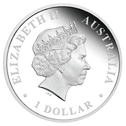 2010 $1 Australian Antarctic Territory Husky 1oz Silver Coloured Proof Coin