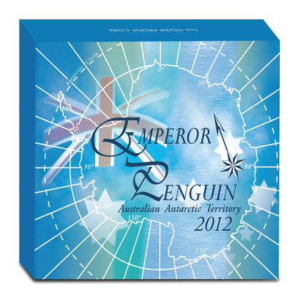 2012 $1 Australian Antarctic Territory Emperor Penguin 1oz Silver Coloured Proof Coin