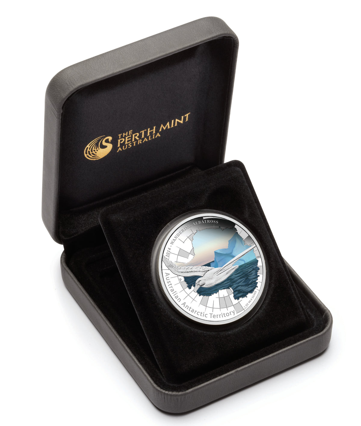 2014 $1 Australian Antarctic Territory Wandering Albatross 1oz Silver Coloured Proof Coin