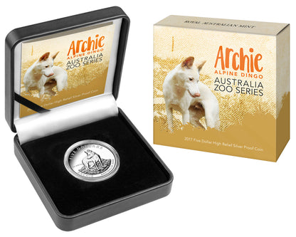 2017 $5 Australia Zoo Archie Alpine Dingo 1oz Silver High Relief Proof Coin