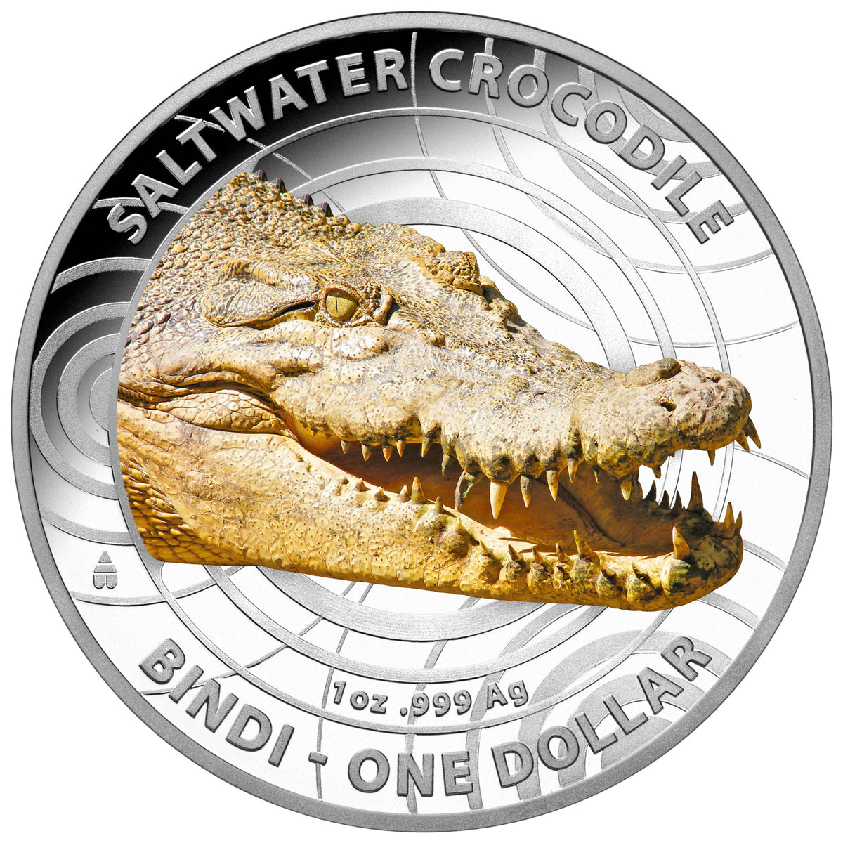 2013 $1 Australian Saltwater Crocodiles Bindi 1oz Silver Coloured Proof Coin