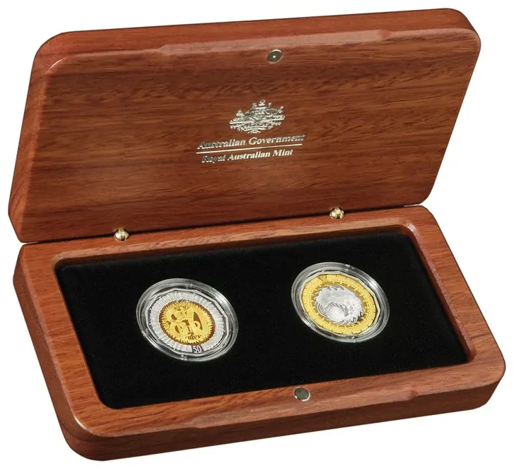 2006 50c Royal Collection Selectively Gold Plated Silver Proof 2 Coin Set