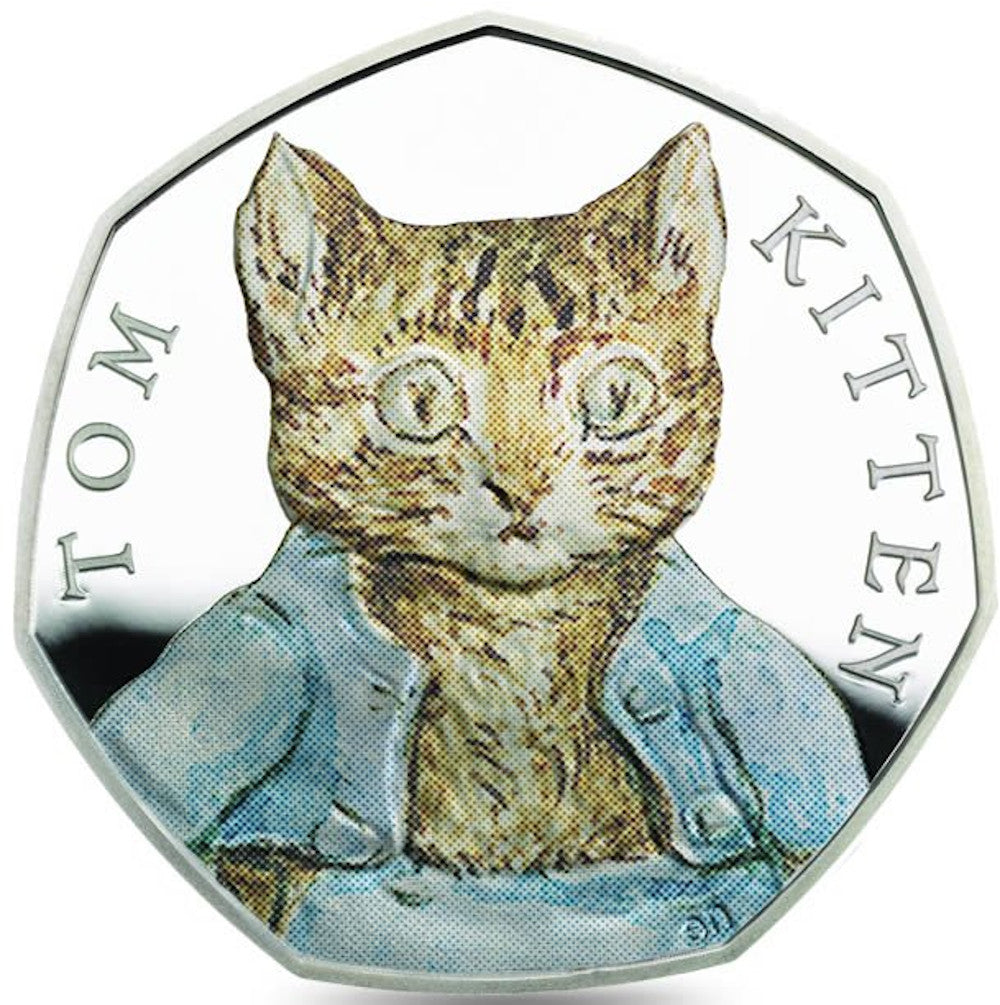 UK 2017 50p Celebrating Beatrix Potter and Her Little Tales Tom Kitten Silver Coloured Proof Coin