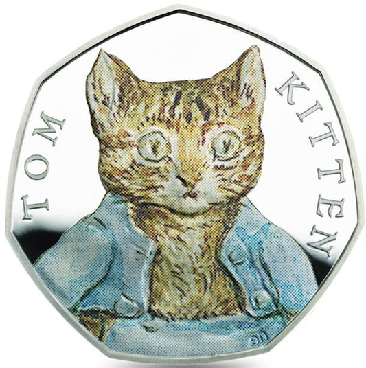 UK 2017 50p Celebrating Beatrix Potter and Her Little Tales Tom Kitten Silver Coloured Proof Coin
