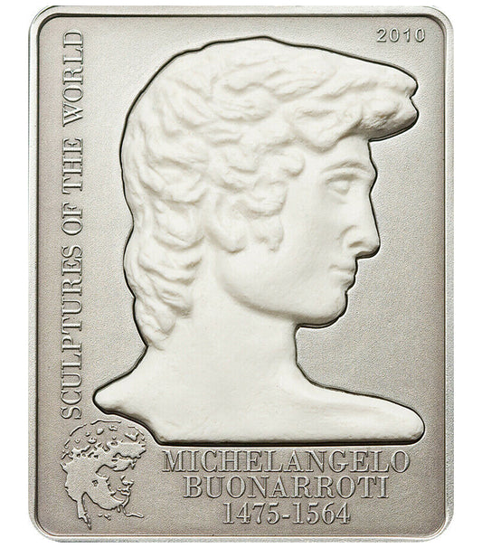 Cook Islands 2010 $5 Sculptures of The World Michelangelo David Silver Antiqued Coin