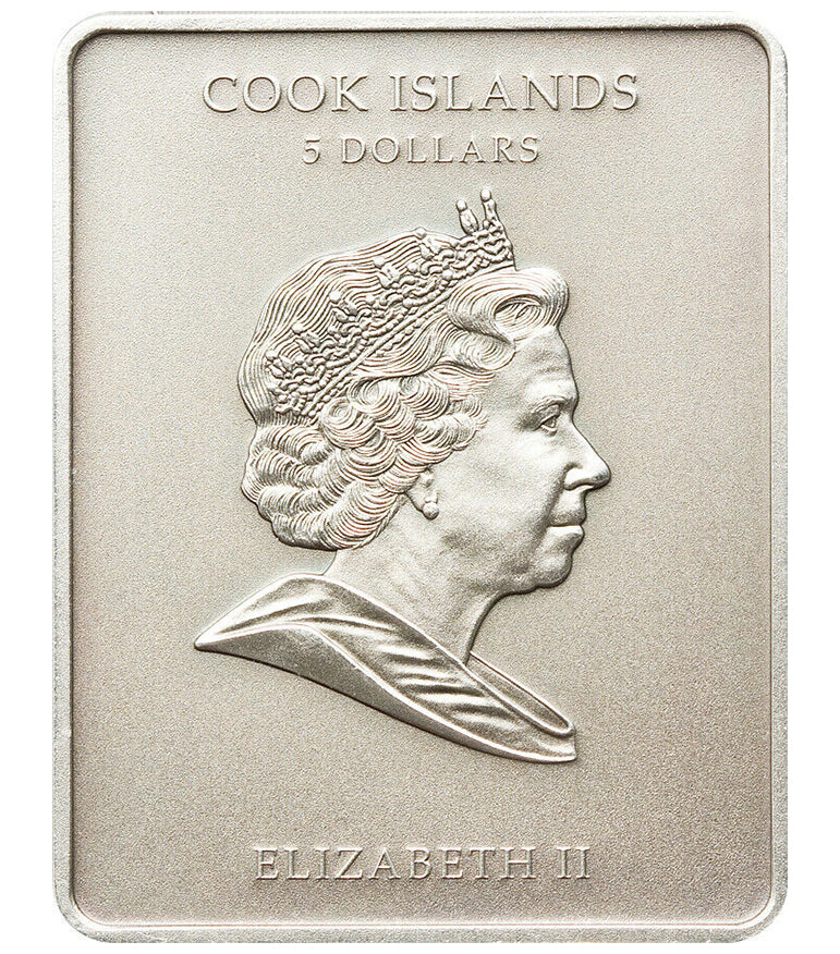 Cook Islands 2010 $5 Sculptures of The World Michelangelo David Silver Antiqued Coin