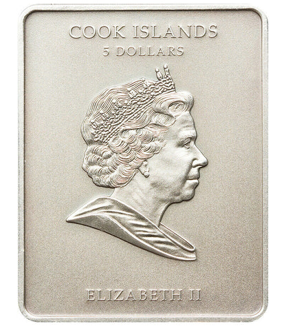 Cook Islands 2010 $5 Sculptures of The World Michelangelo David Silver Antiqued Coin