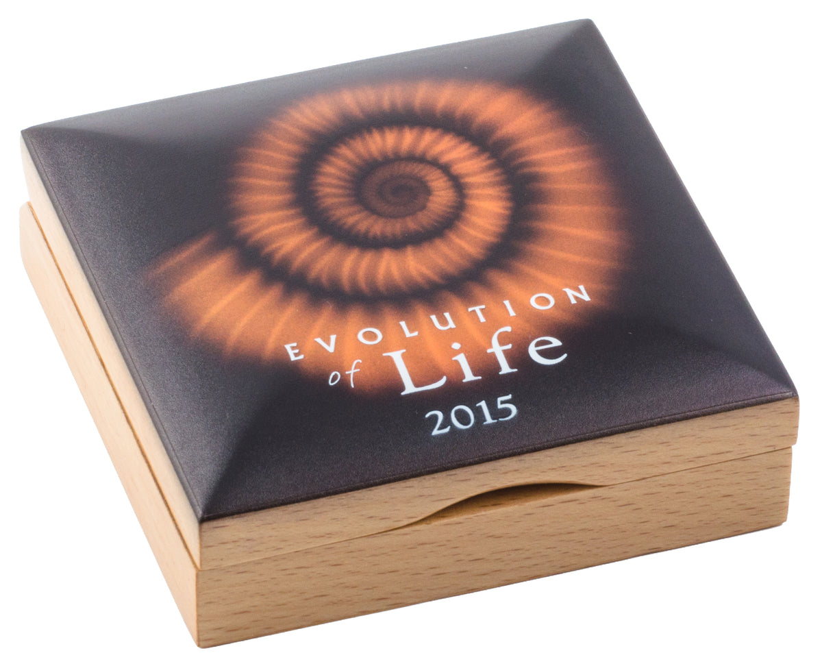 Mongolia 2015 500 Togrog Evolution of Life Ammonite 1oz Silver High Relief Antiqued Coin