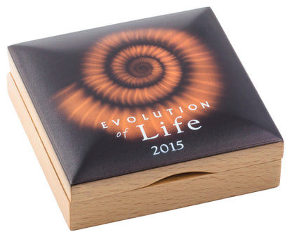 Mongolia 2015 500 Togrog Evolution of Life Ammonite 1oz Silver High Relief Antiqued Coin