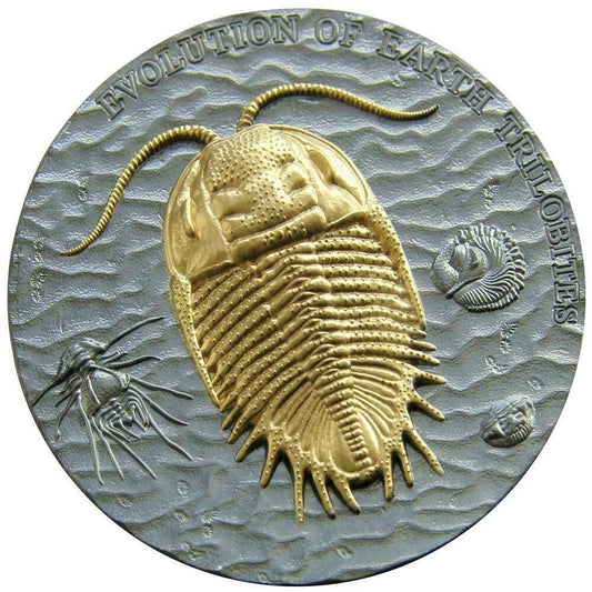 Niue 2016 $2 Evolution of Earth Trilobites Ruthenium and Selectively Gold Plated 2oz Silver Coin