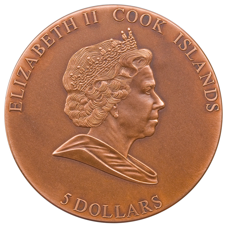 Cook Islands 2009 $5 Meteorite Impacts 400th Anniversary of The Observation of Mars Silver Antiqued Coin