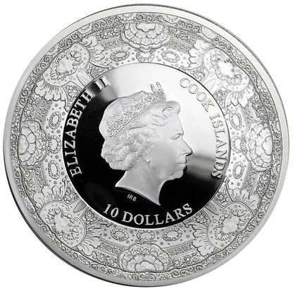 Cook Islands 2017 $10 Peacock Pavo Christatus with Royal Delft Earthenware Insert Silver Proof Coin